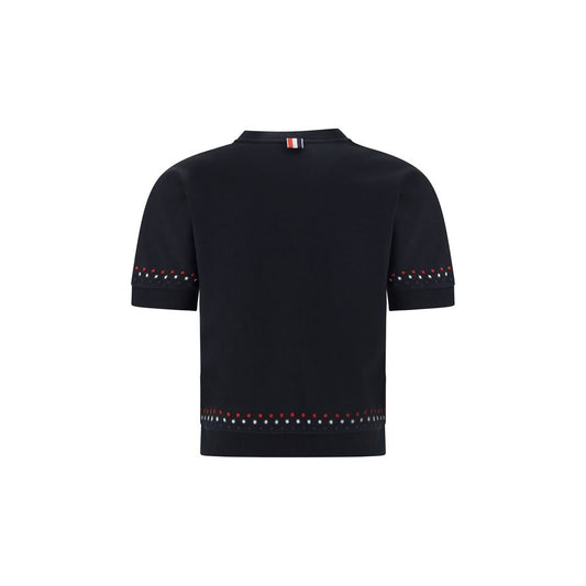 Thom Browne Schwarzes Baumwoll-T-Shirt
