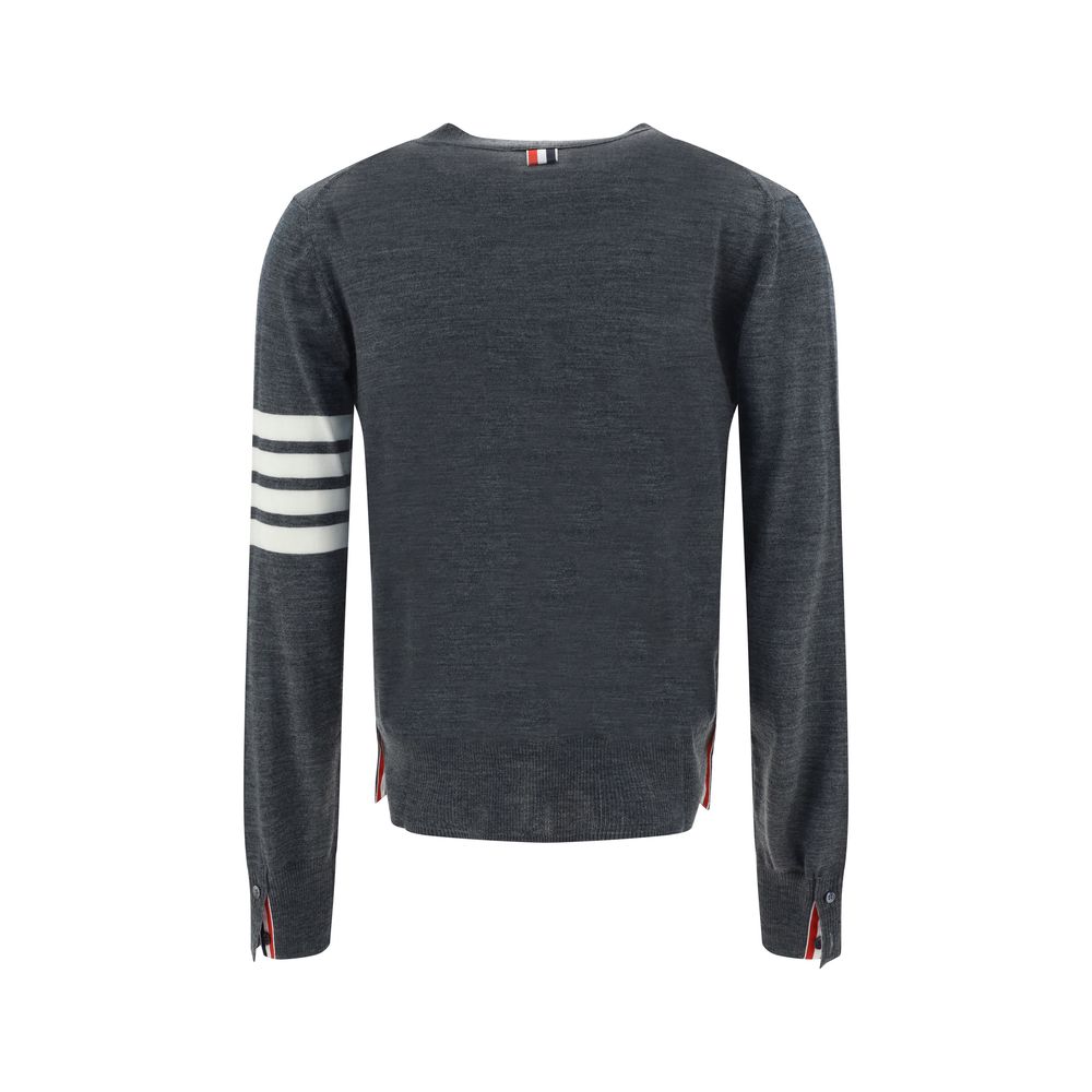 Thom Browne Grau melierter Woll-Poloshirt