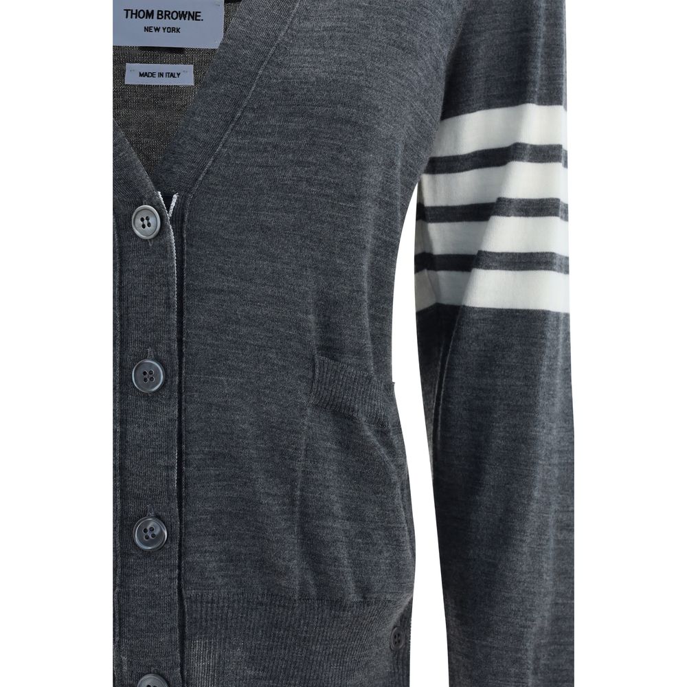 Thom Browne Grau melierter Woll-Poloshirt