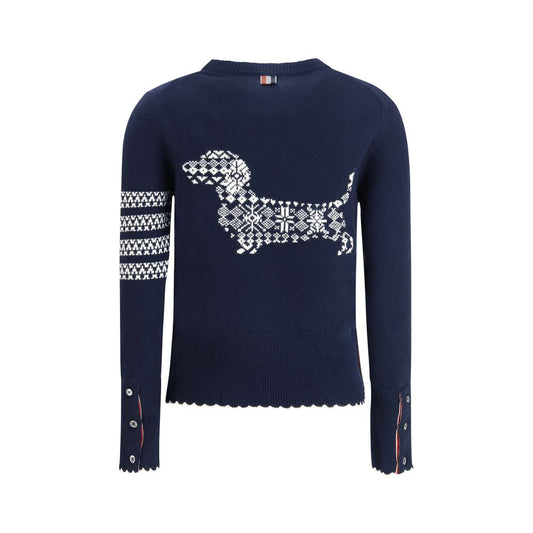 Thom Browne Blauer Fleece-Wollpullover