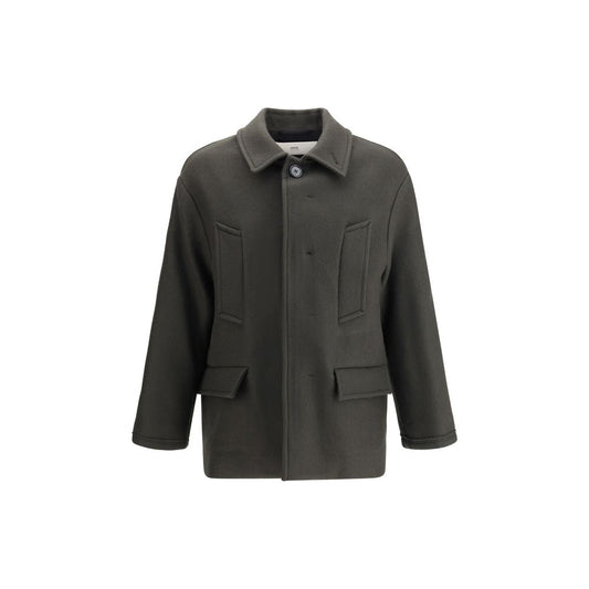 Ami Paris Grauer Wollmantel aus Fleece