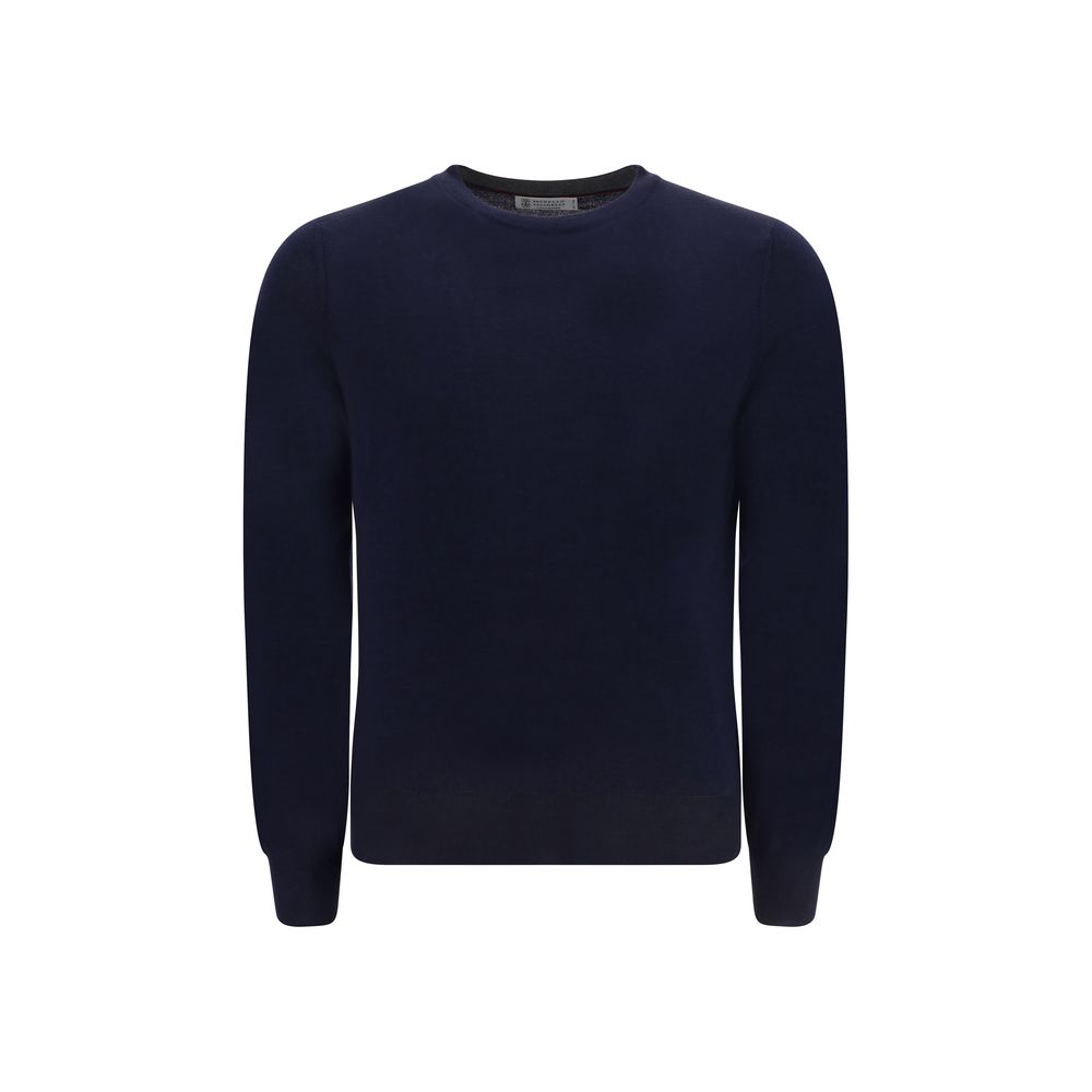 Brunello Cucinelli Blauer Wollfleece-Sweatshirt