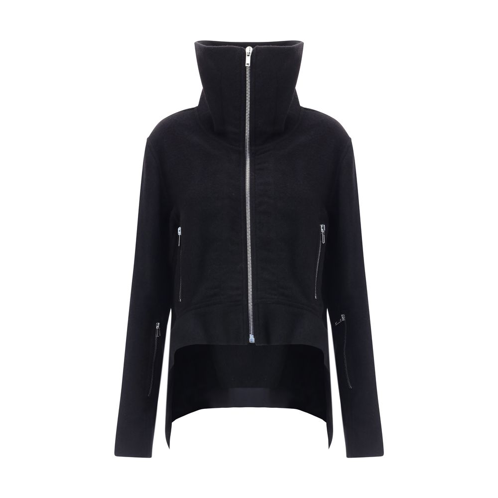 Rick Owens Schwarze Bikerjacke aus Fleece-Wolle