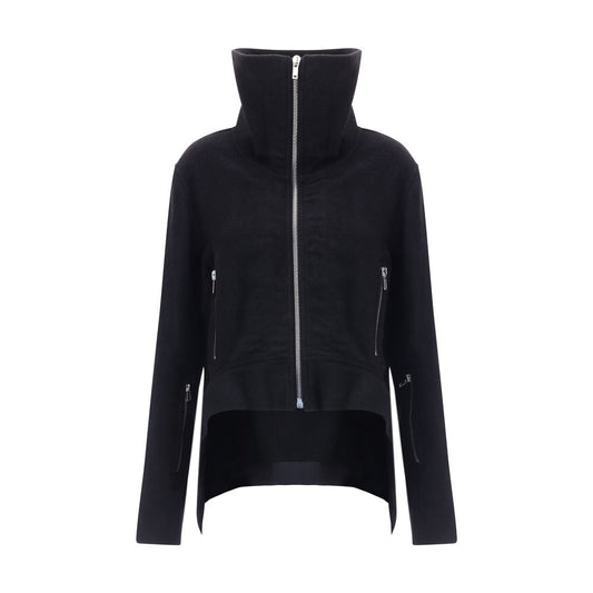 Rick Owens Schwarze Bikerjacke aus Fleece-Wolle