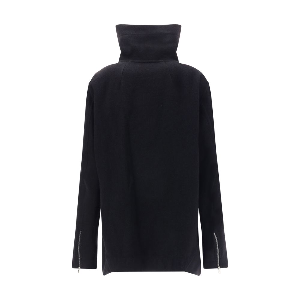 Rick Owens Schwarze Bikerjacke aus Fleece-Wolle