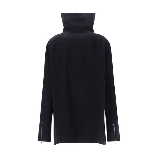 Rick Owens Schwarze Bikerjacke aus Fleece-Wolle