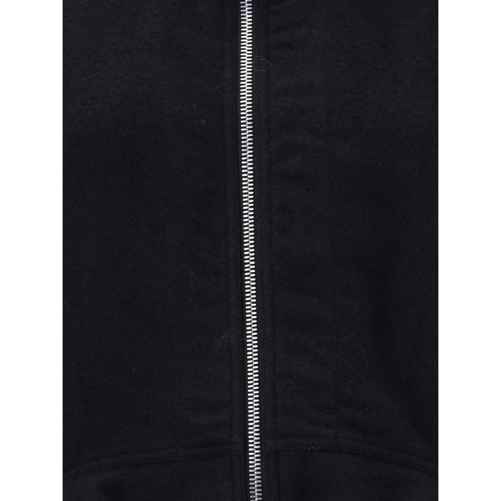 Rick Owens Schwarze Bikerjacke aus Fleece-Wolle