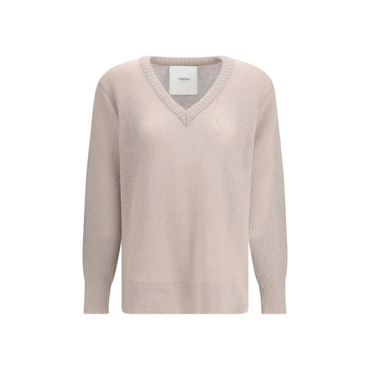 Cruna Grau melierter Mohair-Pullover