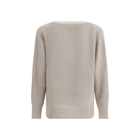 Cruna Grau melierter Mohair-Pullover
