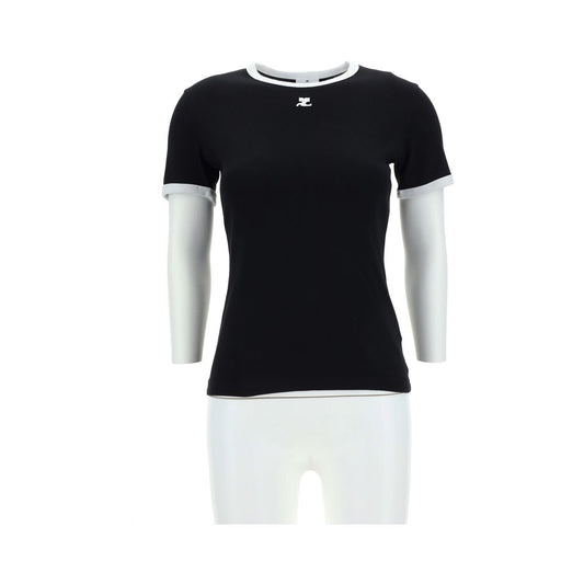 Courrèges Schwarzes Baumwoll-T-Shirt