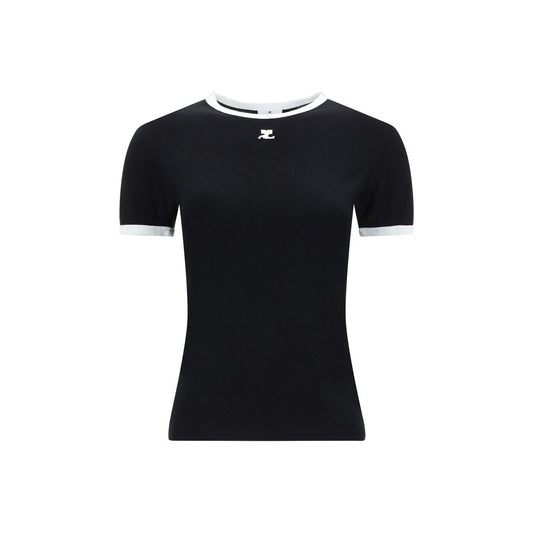 Courrèges Schwarzes Baumwoll-T-Shirt