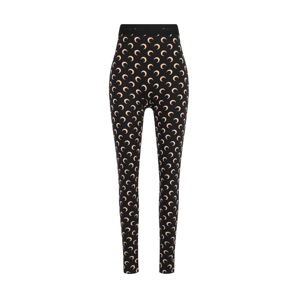 Marine Serre Schwarze Polyamid-Leggings