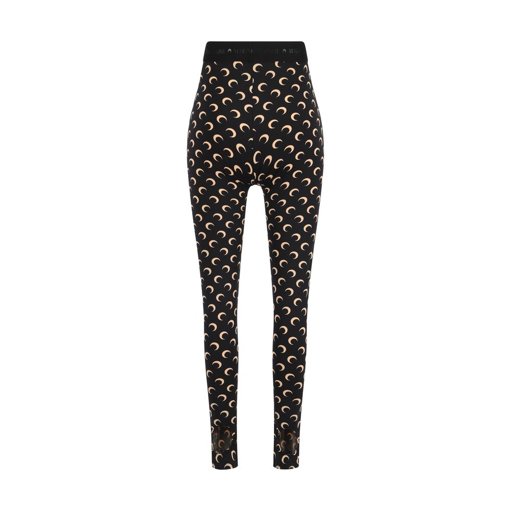Marine Serre Schwarze Polyamid-Leggings