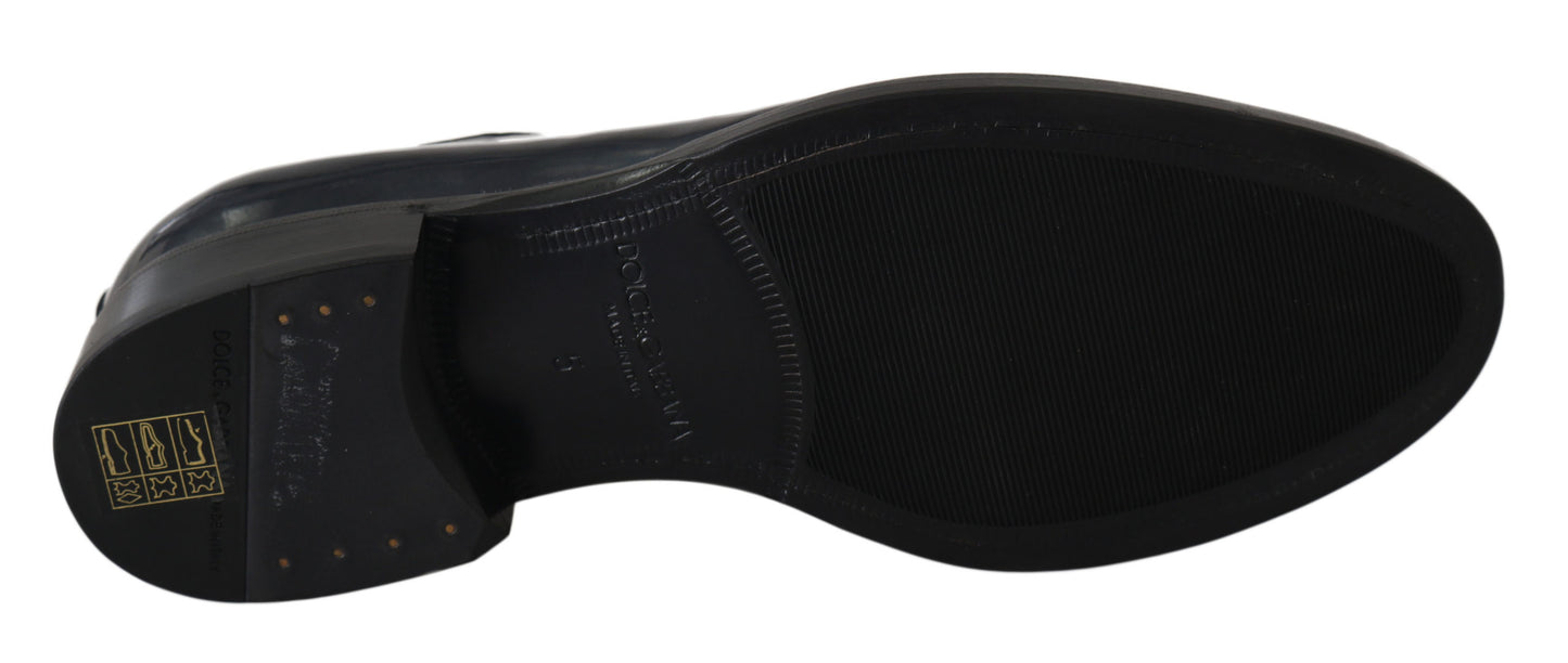 Dolce & Gabbana Blaue Leder Derby Kleid Formelle Schuhe